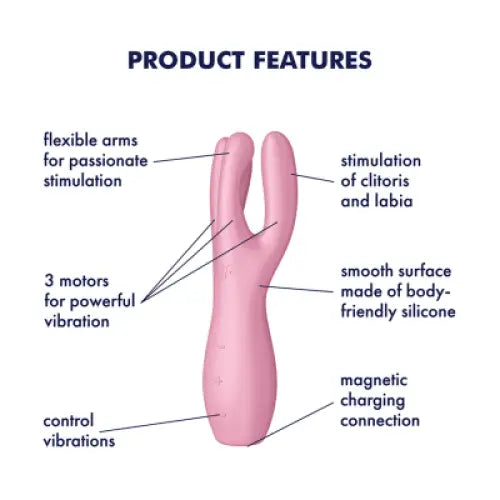 Satisfyer Threesome 3 - Pink - Save 5% - Pink - Fast Shipping - Vibrator United Kingdom Stoke-on-trent