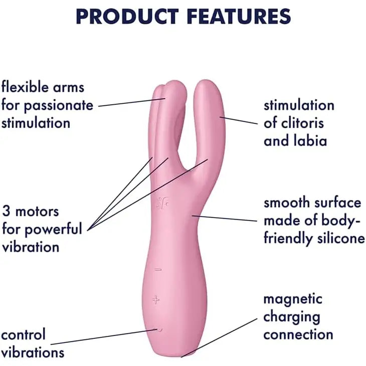 Satisfyer Threesome 3 Pink – Triple-motor Lay-on Clitoral Sex Toy - Toys - Save 30% - Vibrator United Kingdom Stoke-on-trent