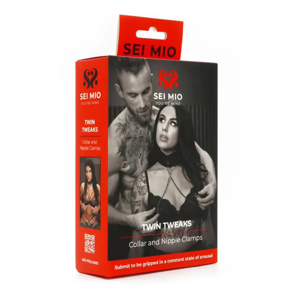 Sei Mio - Twin Tweaks - Velvet Collar with Nipple Clamps - Save 15% - Sei Mio - Fast - Sale United Kingdom Stoke-on-trent