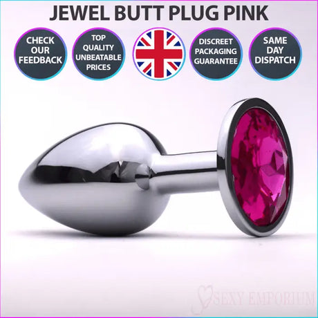 Sexy Emporium Jewelled Metal Beginner Butt Plug 3 Inch Pink - Save 15% - Fast - Sale United Kingdom Stoke-on-trent