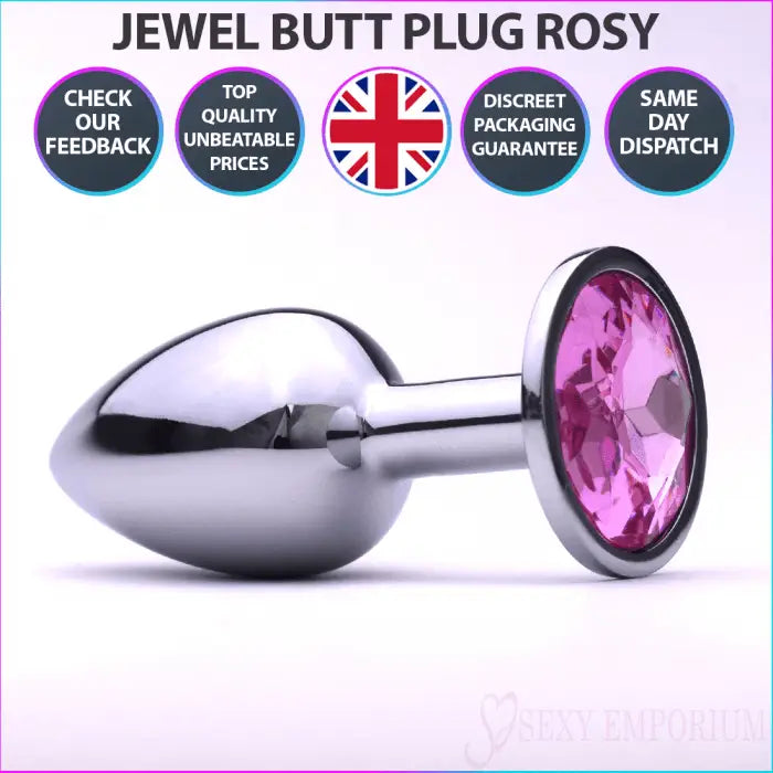 Sexy Emporium Jewelled Metal Beginner Butt Plug 3 Inch Rosy - Save 10% - Fast - Sale United Kingdom Stoke-on-trent