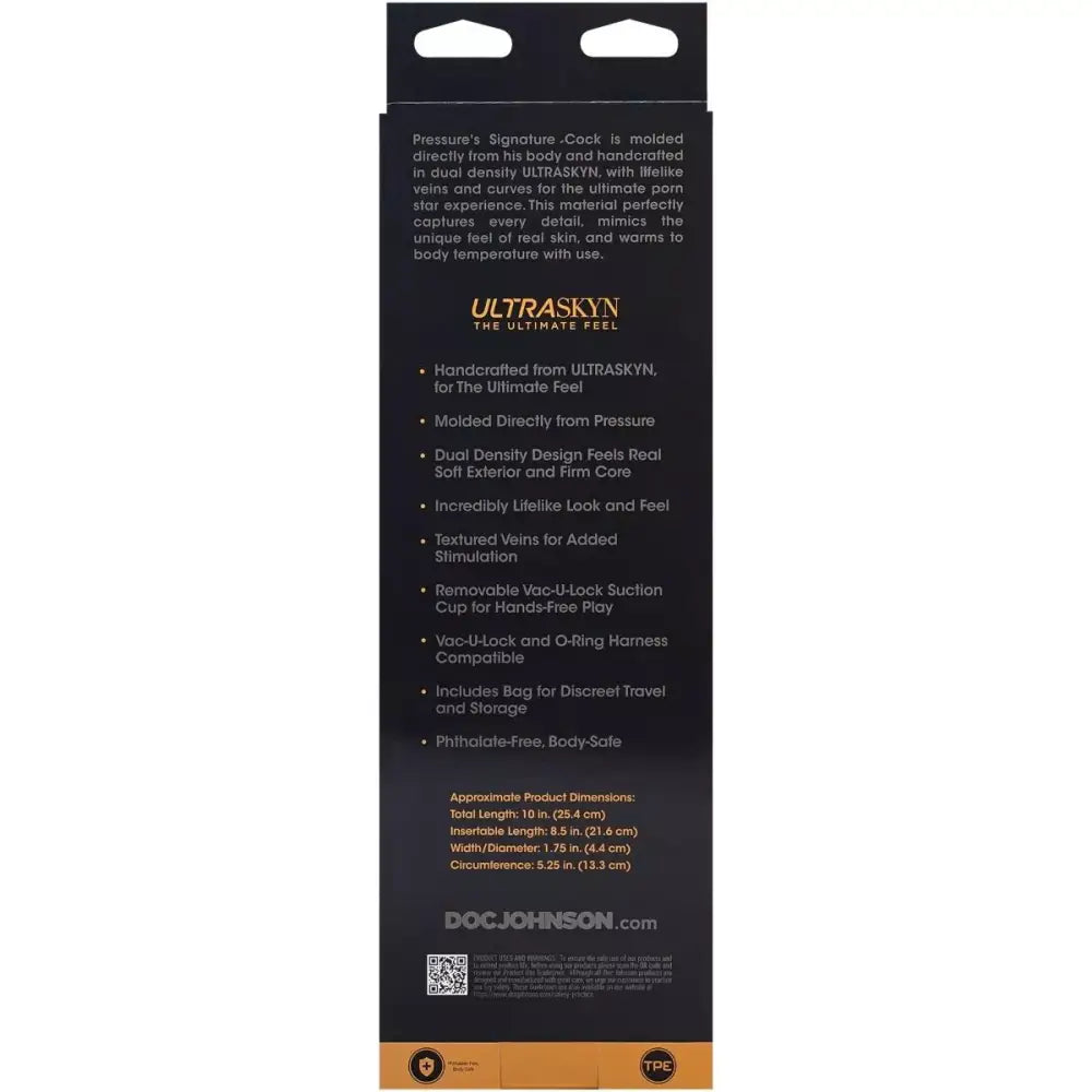 Signature Cocks - Pressure - 10 Inch Ultraskyn Cock with Removable Vac-u-lock Suction Cup - Save 15% - Ultraskyn - Dildo United Kingdom
