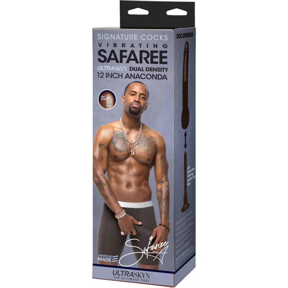 Signature Cocks Safaree Samuels Anaconda Vibrating Ultraskyn Cock with Suction Base Black 12 Inch - Save 15% - Dildo United Kingdom