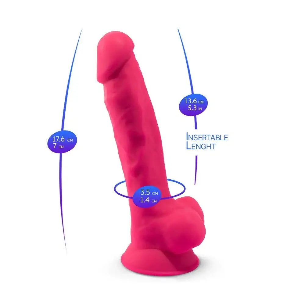 Silexd 7 Inch Realistic Silicone Dual Density Dildo with Suction Cup and Balls Pink - Dildos - Save 25% - Silexd Inch - United Kingdom