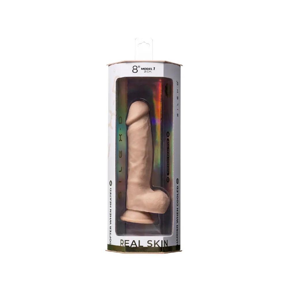 Silexd Real Skin 8 Inch Silicone Dildo with Balls - Save 15% - Dildos United Kingdom Stoke-on-trent