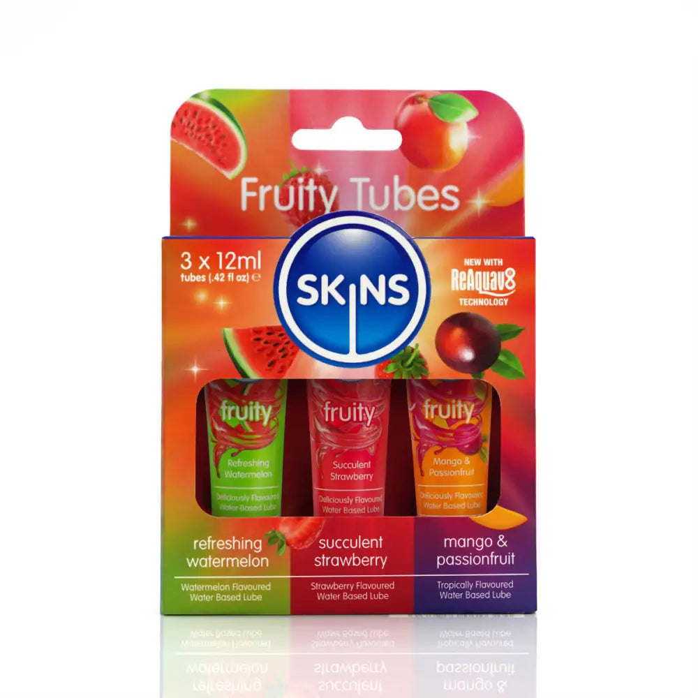 Skins 12ml Fruity 3 Pack Flavoured Sex Toy Lube – Watermelon Strawberry & Mango - Save 20% - Sale United Kingdom Stoke-on-trent