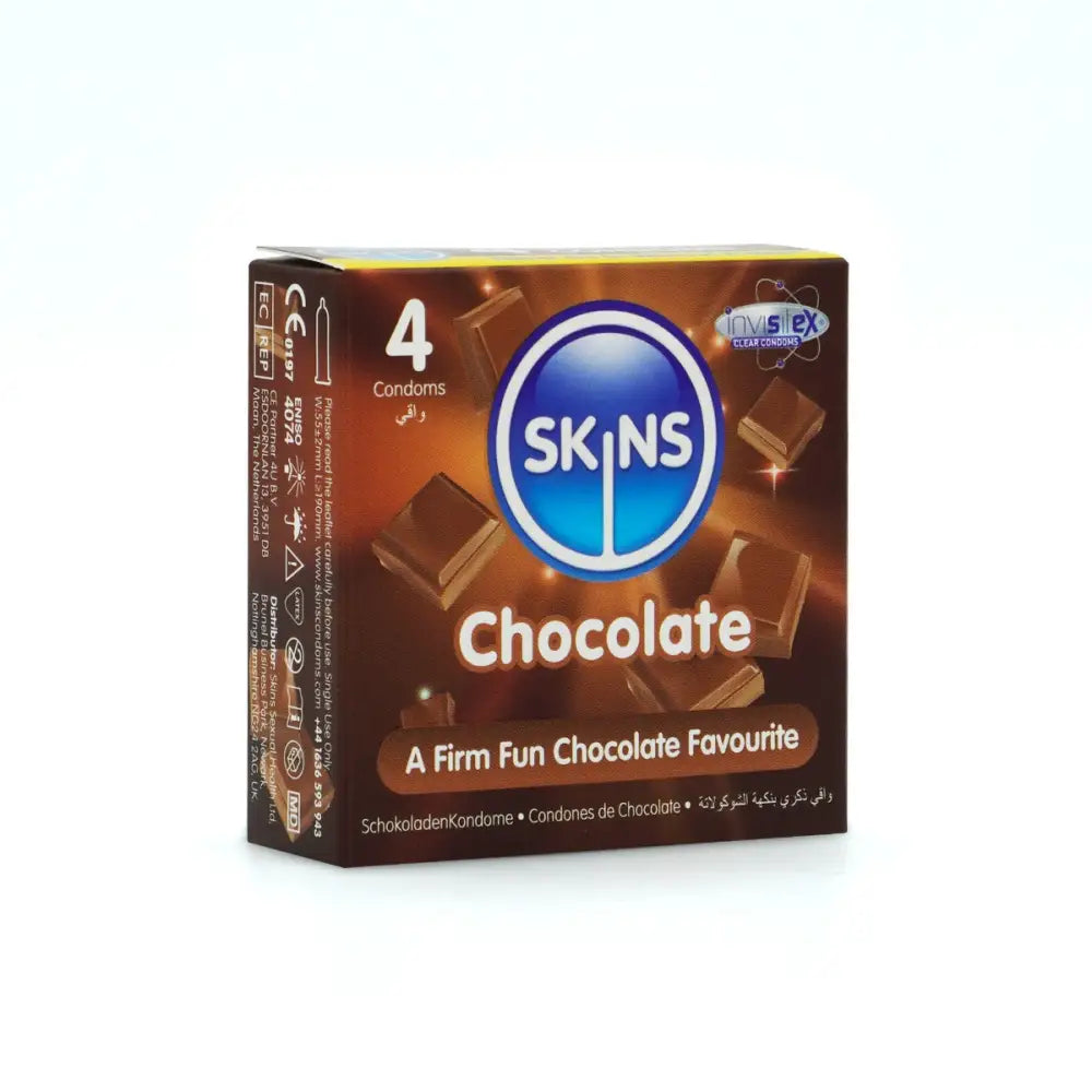 Skins Condoms Chocolate 4 Pack - Save 10% - Fast Shipping - Sale United Kingdom Stoke-on-trent