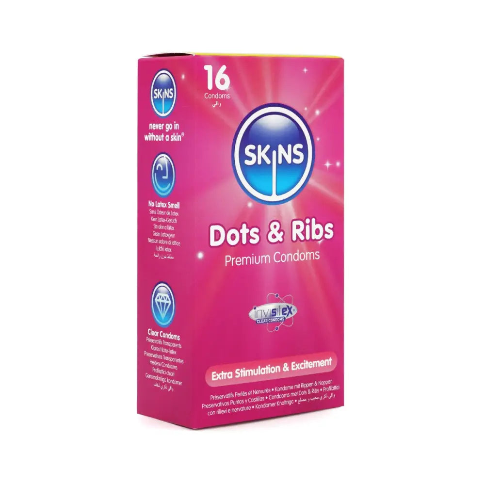 Skins Condoms Dots & Ribs 16 Pack - Save 25% - Fast Shipping - Sale United Kingdom Stoke-on-trent