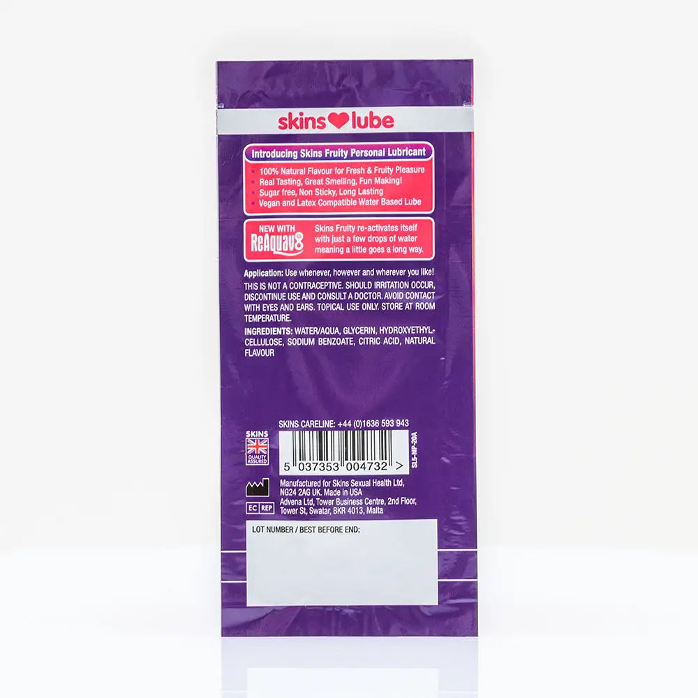 Skins Mango & Passionfruit Water Based Lubricant - 5ml Foil - Save 25% - Fast - Sale United Kingdom Stoke-on-trent