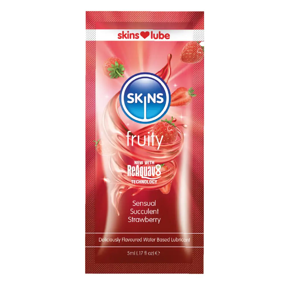 Skins Strawberry Water Based Lubricant - 5ml Foil - Save 25% - Fast Shipping - Sale United Kingdom Stoke-on-trent