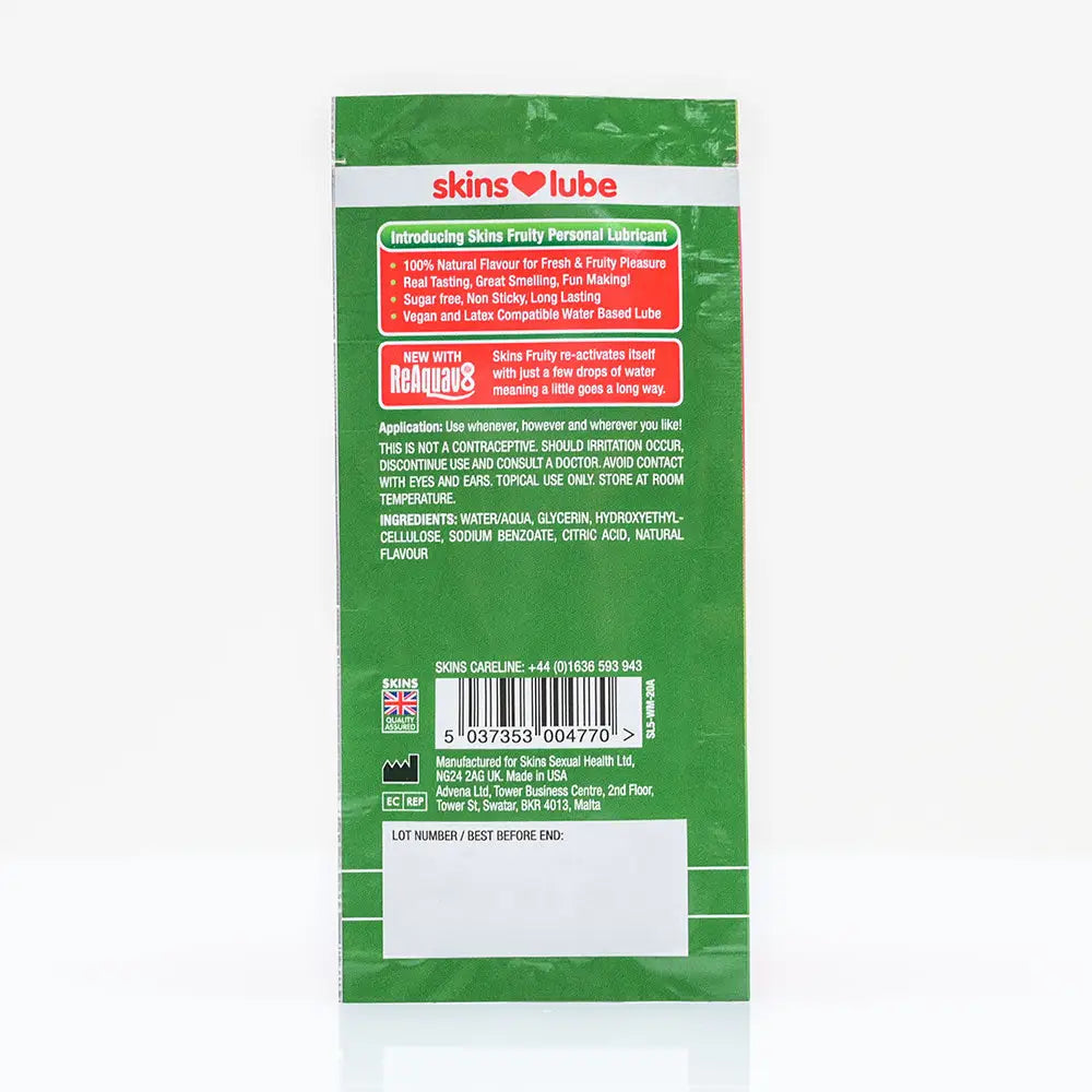Skins Watermelon Water Based Lubricant - 5ml Foil - Save 25% - Fast Shipping - Sale United Kingdom Stoke-on-trent
