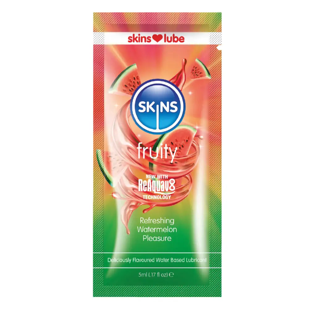 Skins Watermelon Water Based Lubricant - 5ml Foil - Save 25% - Fast Shipping - Sale United Kingdom Stoke-on-trent