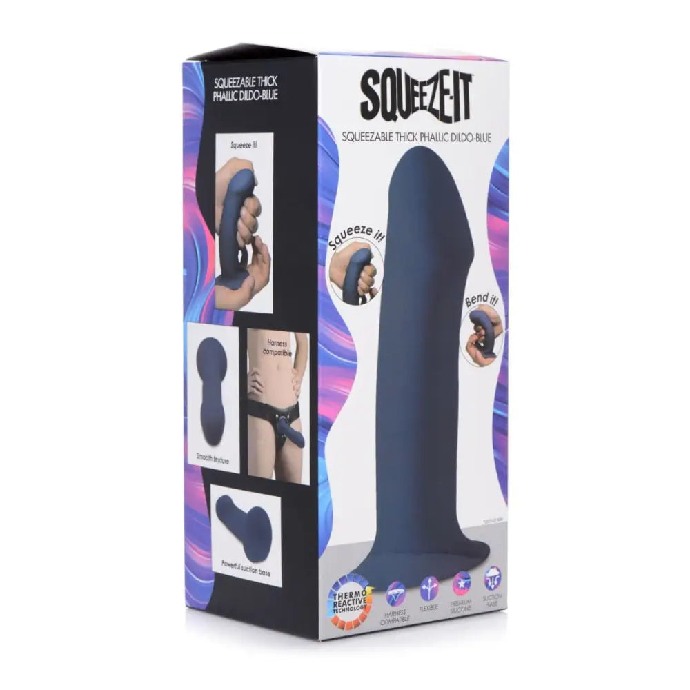 Squeeze-it Thick Squeezable Phallic Dildo Blue - Sex Toys - Save 20% - Squeeze-it - Fast - United Kingdom Stoke-on-trent
