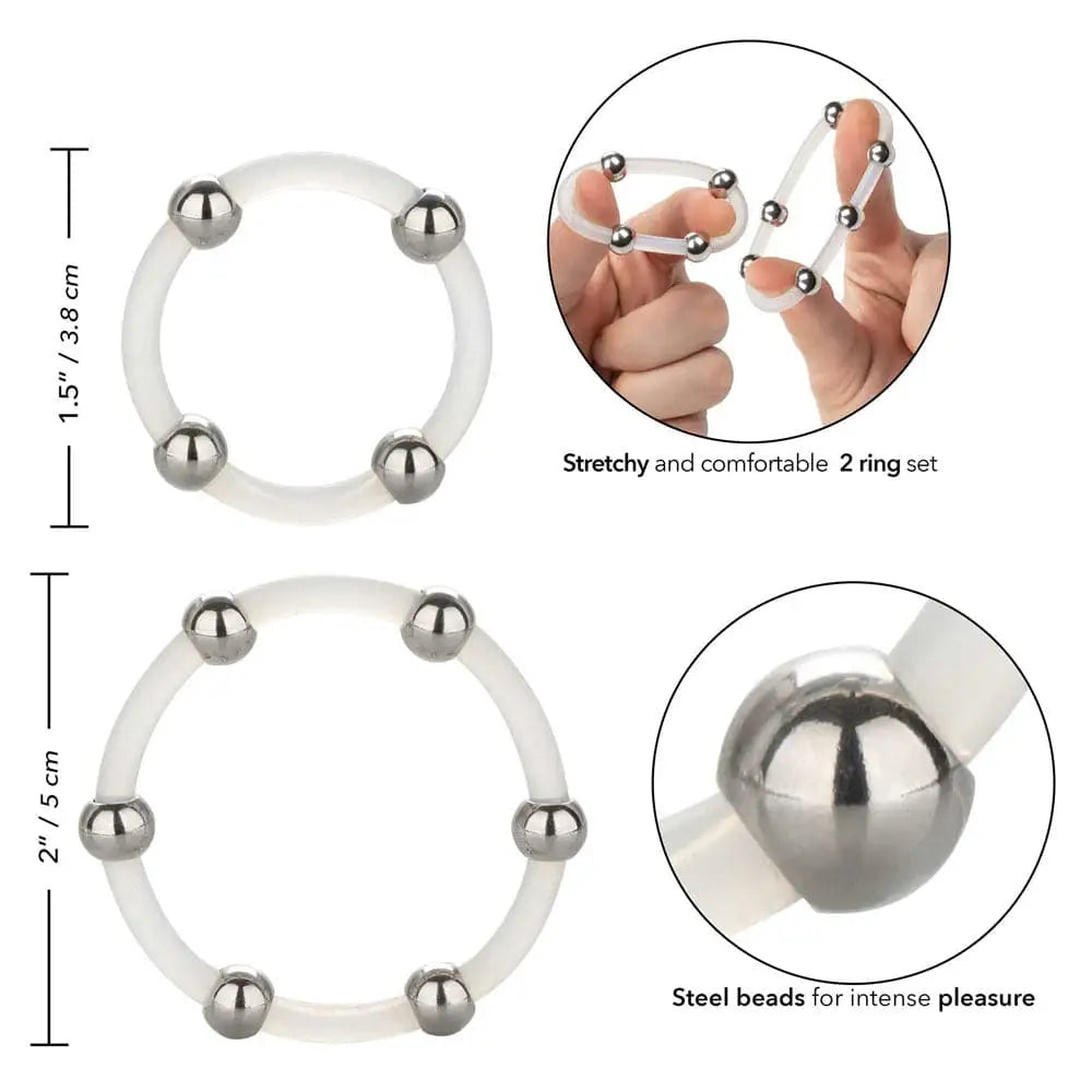 Steel Beaded Silicone Ring Set - Save 15% - Fast Shipping - Sale United Kingdom Stoke-on-trent
