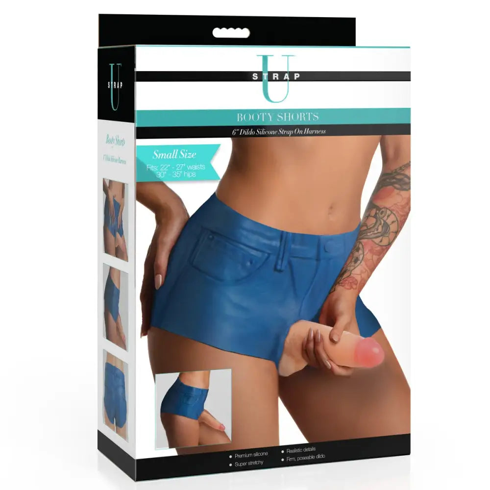 Strap u Booty Shorts 6’’ Dildo Silicone on Harness Small - u on - Fast - Strap-ons United Kingdom Stoke-on-trent