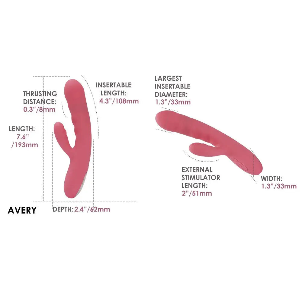 Svakom Avery Thrusting Vibrator with Clitoral Stimulator Pink - Fast - United Kingdom Stoke-on-trent