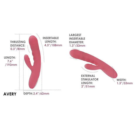 Svakom Avery Thrusting Vibrator with Clitoral Stimulator Pink - Fast - United Kingdom Stoke-on-trent