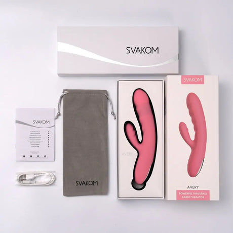 Svakom Avery Thrusting Vibrator with Clitoral Stimulator Pink - Fast - United Kingdom Stoke-on-trent