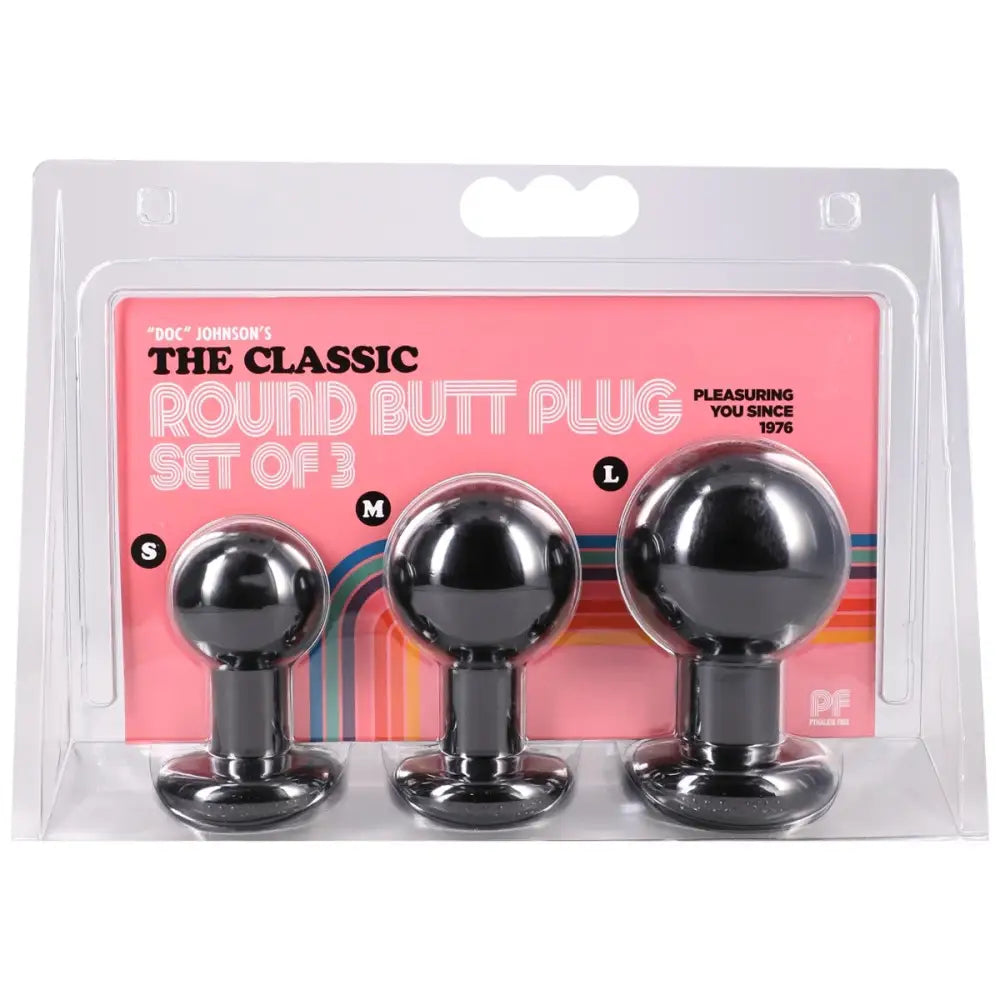 The Classic Round Butt Plug 3 Piece Set Black - Save 10% - Anal Dildos United Kingdom Stoke-on-trent