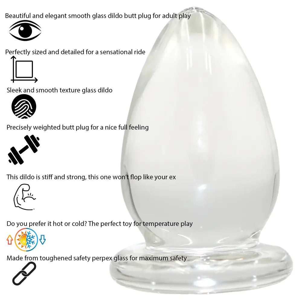 Thick Chode Glass Butt Plug - Sex Toy - Save 20% - Fast Shipping - Anal Dildos United Kingdom Stoke-on-trent