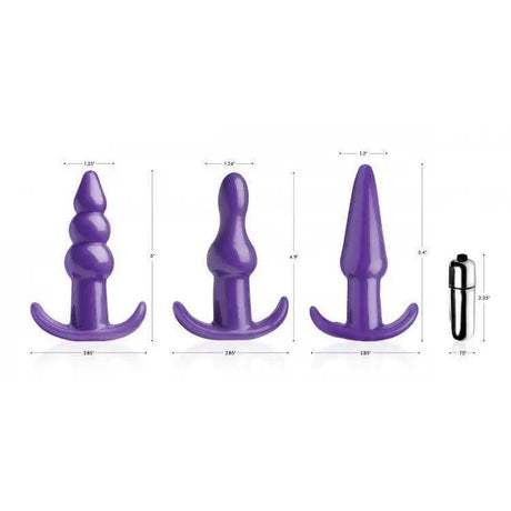 Thrill Trio Purple Anal Plug Set with Vibrator - Save 15% - with - Fast Shipping - United Kingdom Stoke-on-trent