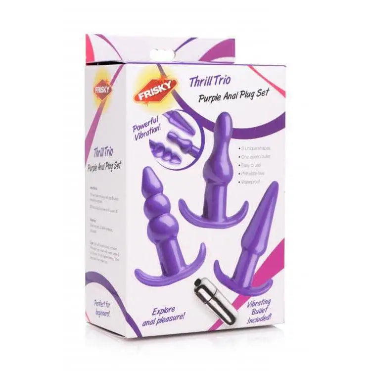 Thrill Trio Purple Anal Plug Set with Vibrator - Save 15% - with - Fast Shipping - United Kingdom Stoke-on-trent