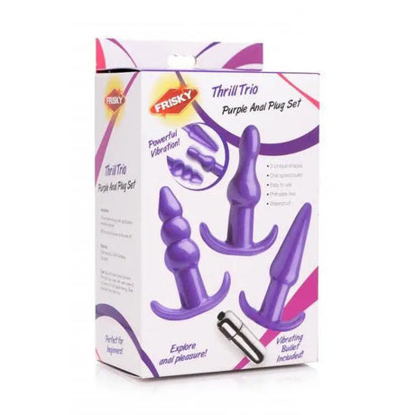 Thrill Trio Purple Anal Plug Set with Vibrator - Save 15% - with - Fast Shipping - United Kingdom Stoke-on-trent