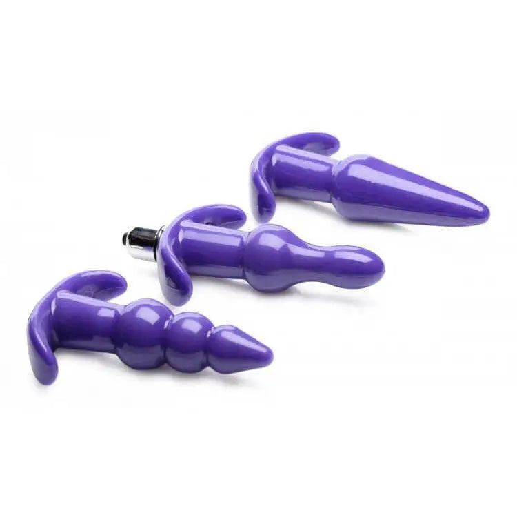 Thrill Trio Purple Anal Plug Set with Vibrator - Save 15% - with - Fast Shipping - United Kingdom Stoke-on-trent