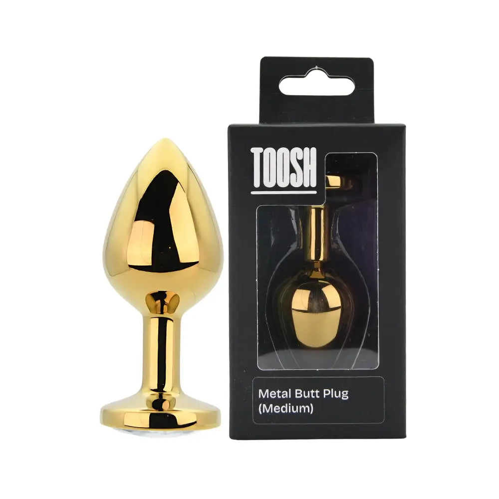 Toosh Gold Metal Butt Plug Medium Clear Stone - Save 10% - Sale United Kingdom Stoke-on-trent