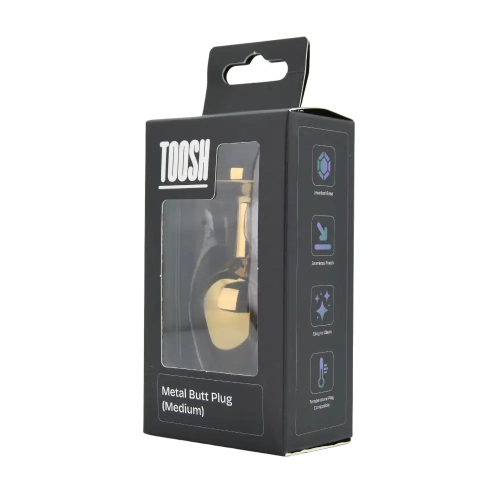 Toosh Gold Metal Butt Plug Medium Clear Stone - Save 10% - Sale United Kingdom Stoke-on-trent
