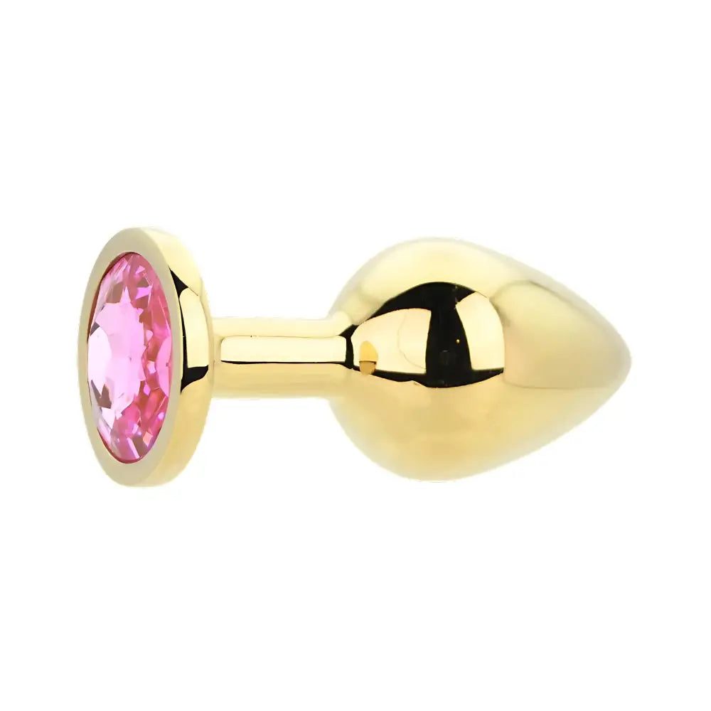 Toosh Gold Metal Butt Plug Medium Pink Stone - Save 10% - Sale United Kingdom Stoke-on-trent