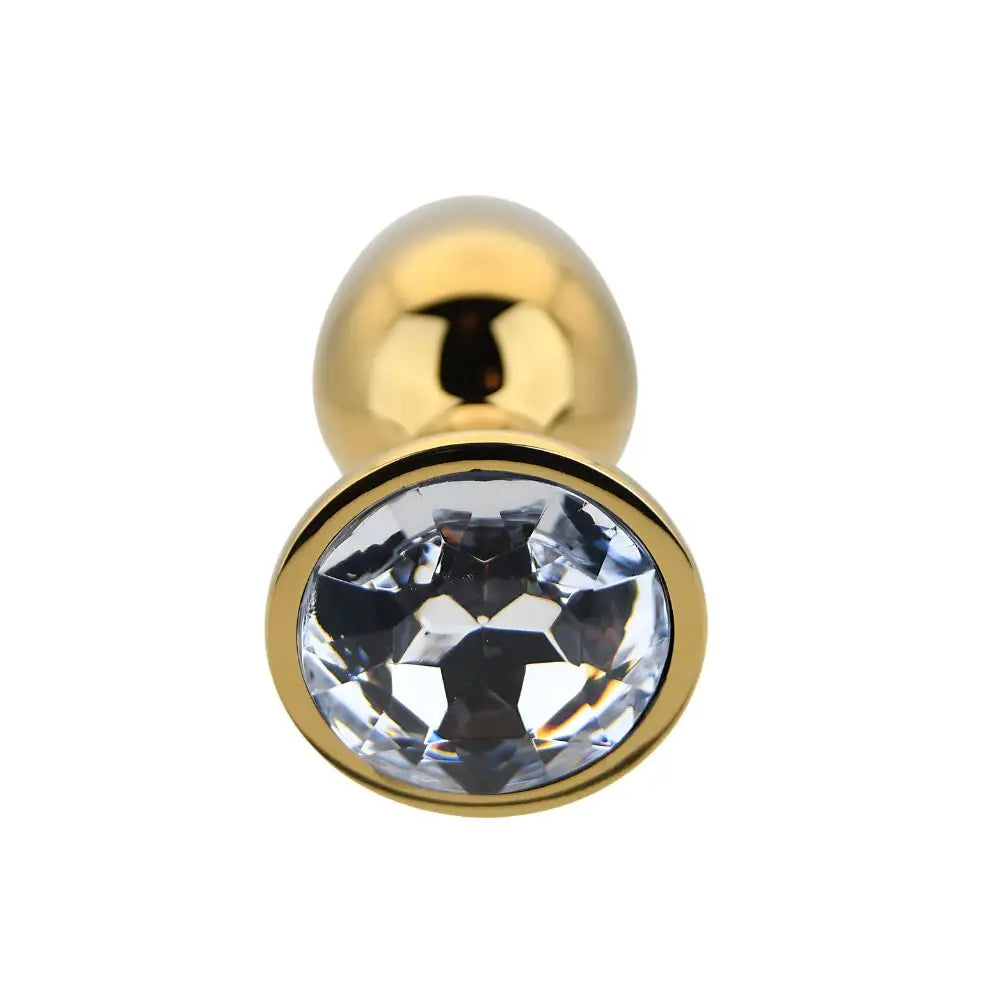 Toosh Gold Metal Butt Plug Small Clear Stone - Save 10% - Sale United Kingdom Stoke-on-trent