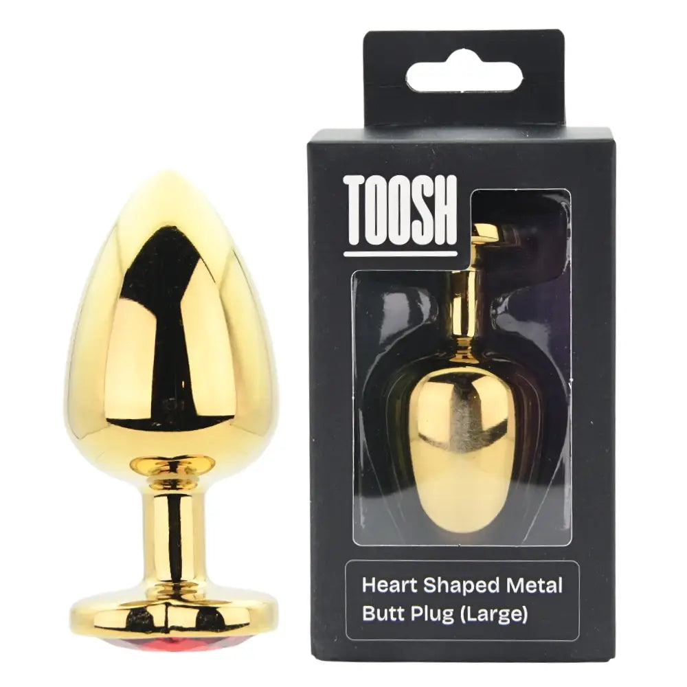 Toosh Heart Shaped Gold Butt Plug with Red Stone Large - New Products – Latest Sex Toys & Adult Arrivals United Kingdom Stoke-on-trent