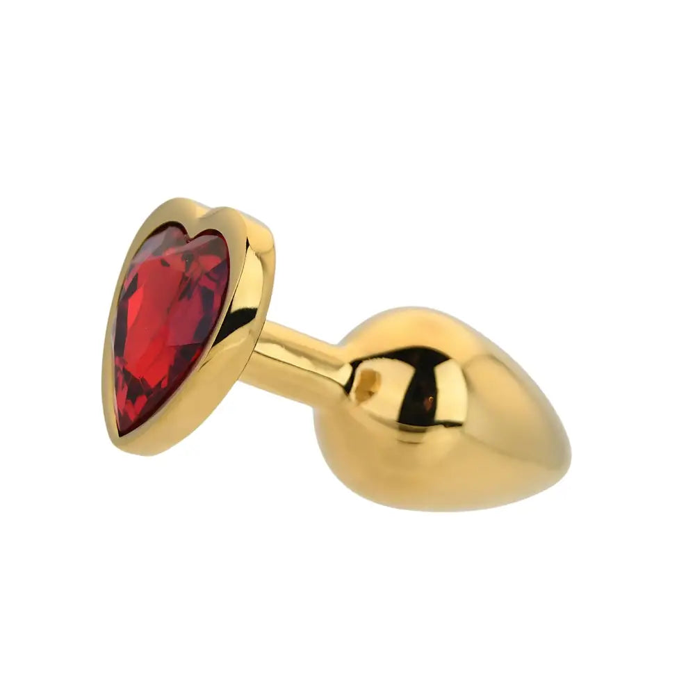 Toosh Heart Shaped Gold Butt Plug with Red Stone Small - Save 10% - Anal Dildos United Kingdom Stoke-on-trent