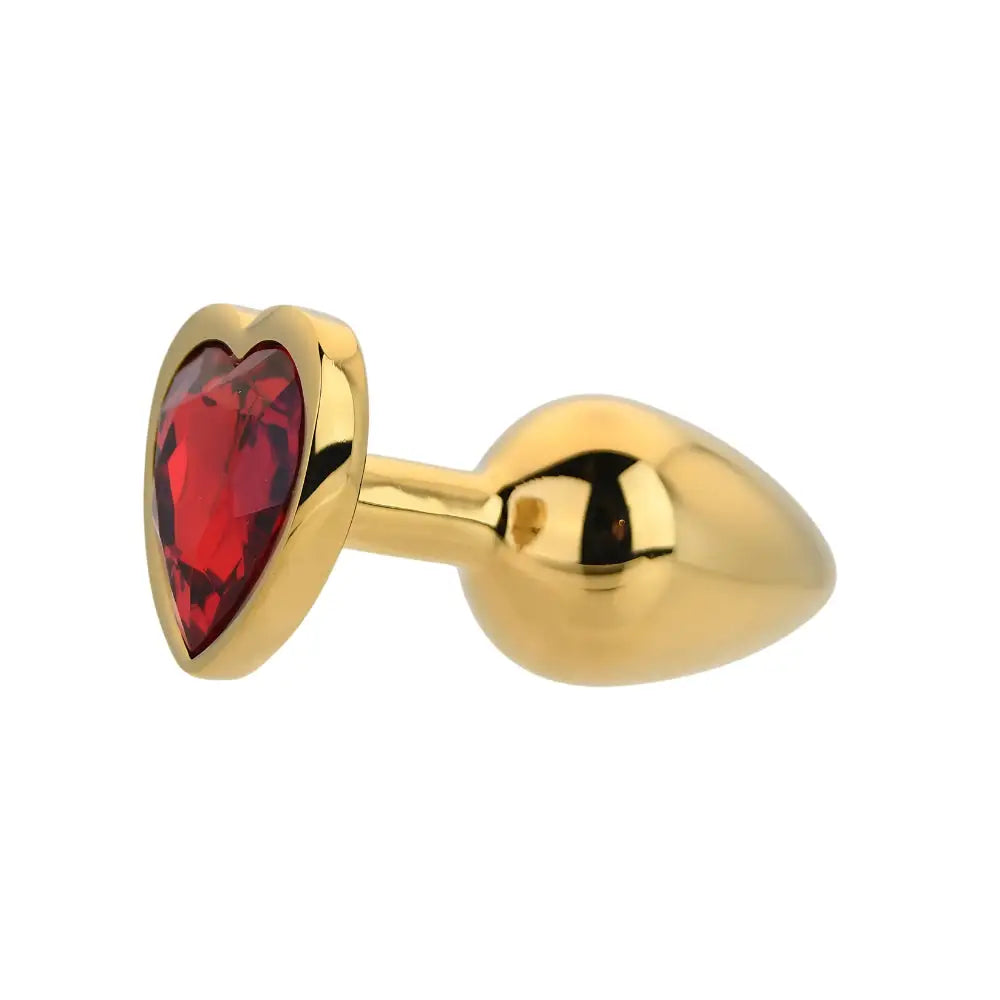 Toosh Heart Shaped Gold Butt Plug with Red Stone Small - Save 10% - Anal Dildos United Kingdom Stoke-on-trent