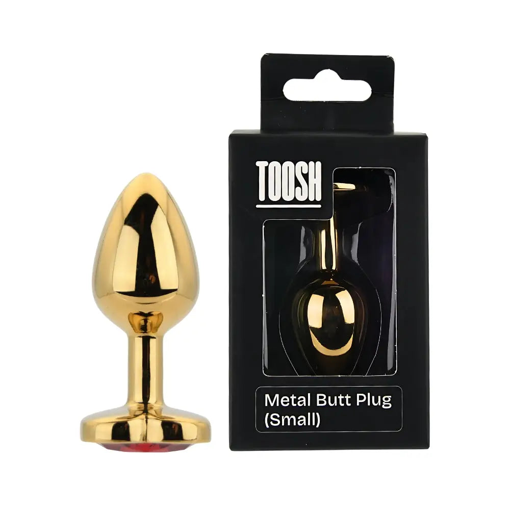 Toosh Heart Shaped Gold Butt Plug with Red Stone Small - Save 10% - Anal Dildos United Kingdom Stoke-on-trent