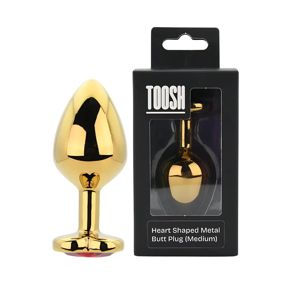 Toosh Heart Shaped Gold with Red Stone Medium - New Products – Latest Sex Toys & Adult Arrivals United Kingdom Stoke-on-trent