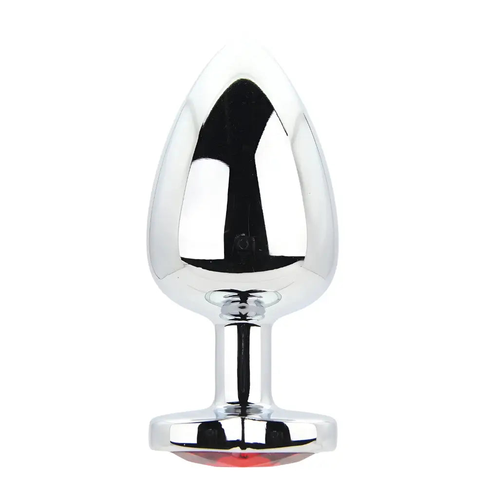 Toosh Heart Shaped Silver Butt Plug with Red Stone Large - Save 10% - Anal Dilators United Kingdom Stoke-on-trent