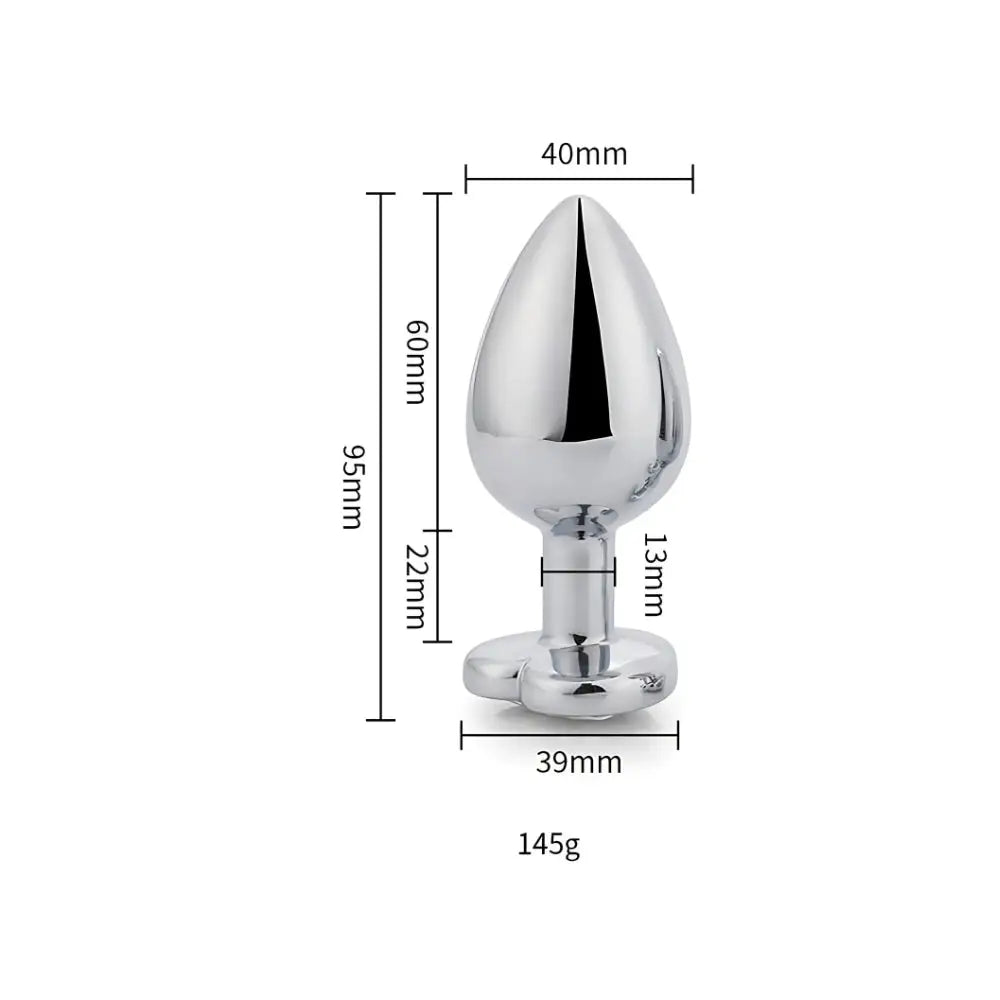 Toosh Heart Shaped Silver Butt Plug with Red Stone Large - Save 10% - Anal Dilators United Kingdom Stoke-on-trent