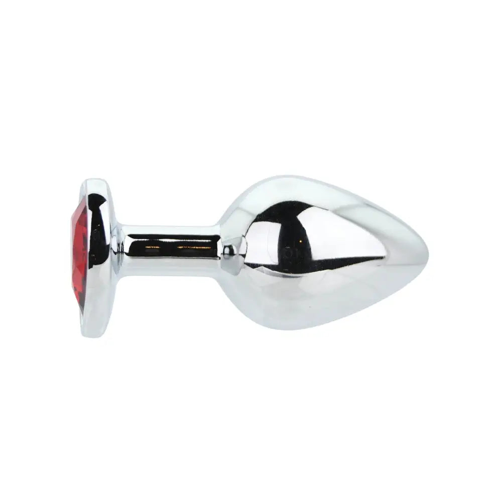 Toosh Heart Shaped Silver with Red Stone Medium - Save 10% - Anal Dildos United Kingdom Stoke-on-trent