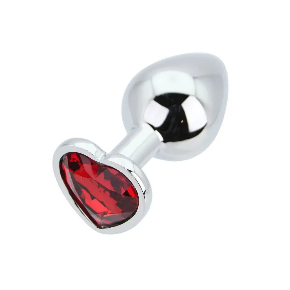 Toosh Heart Shaped Silver with Red Stone Medium - Save 10% - Anal Dildos United Kingdom Stoke-on-trent