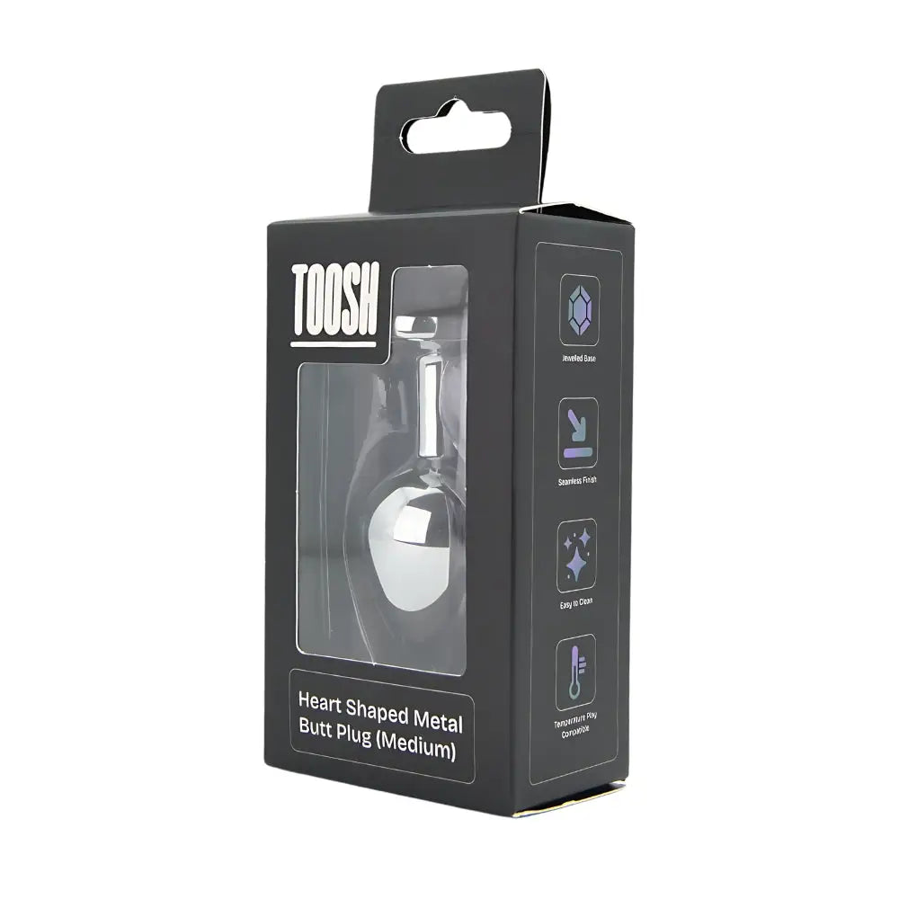 Toosh Heart Shaped Silver with Red Stone Medium - Save 10% - Anal Dildos United Kingdom Stoke-on-trent
