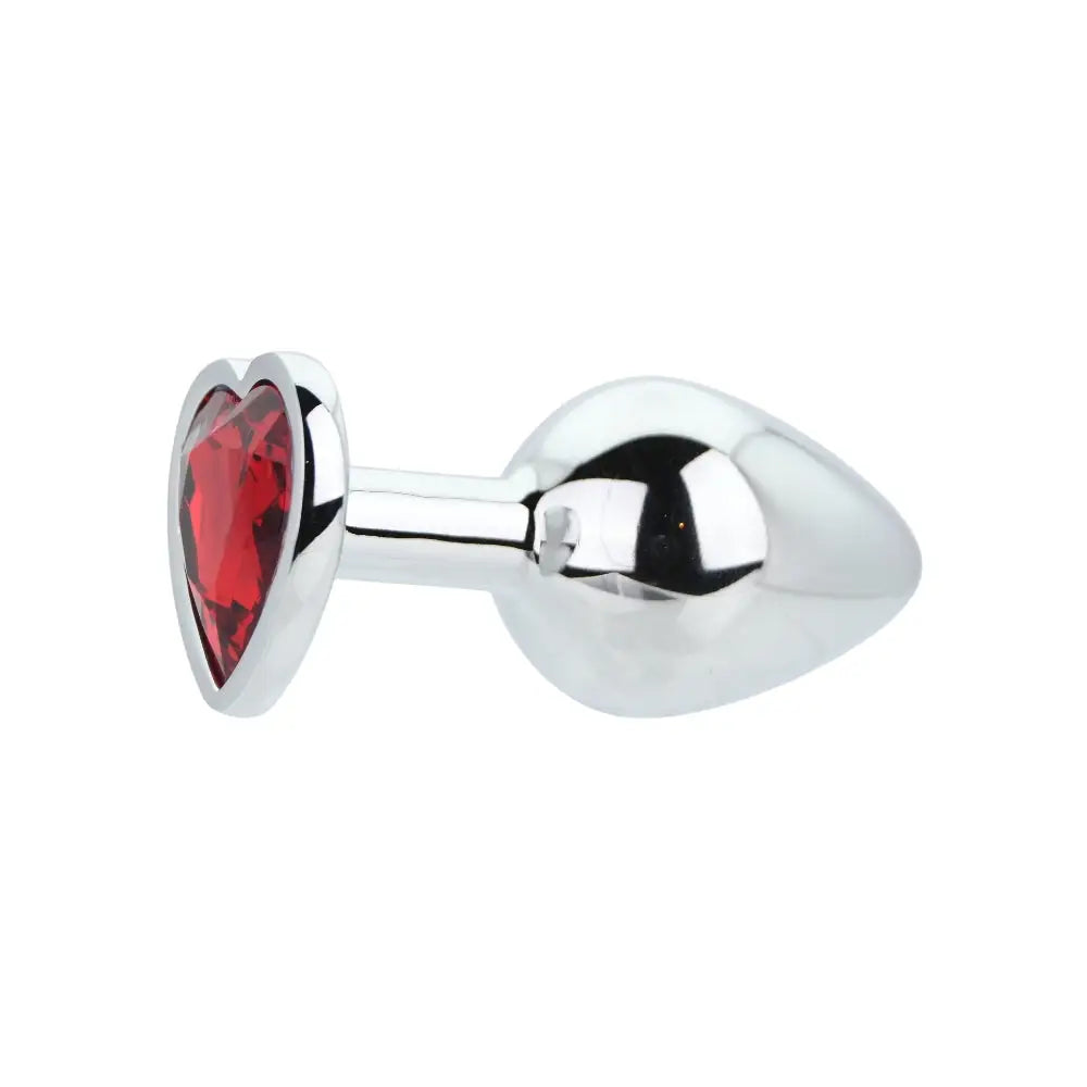 Toosh Heart Shaped Silver with Red Stone Medium - Save 10% - Anal Dildos United Kingdom Stoke-on-trent