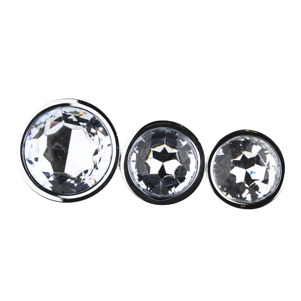 Toosh Metal Butt Plug Silver Set of 3 Clear Stone - Save 5% - Anal Dildos United Kingdom Stoke-on-trent