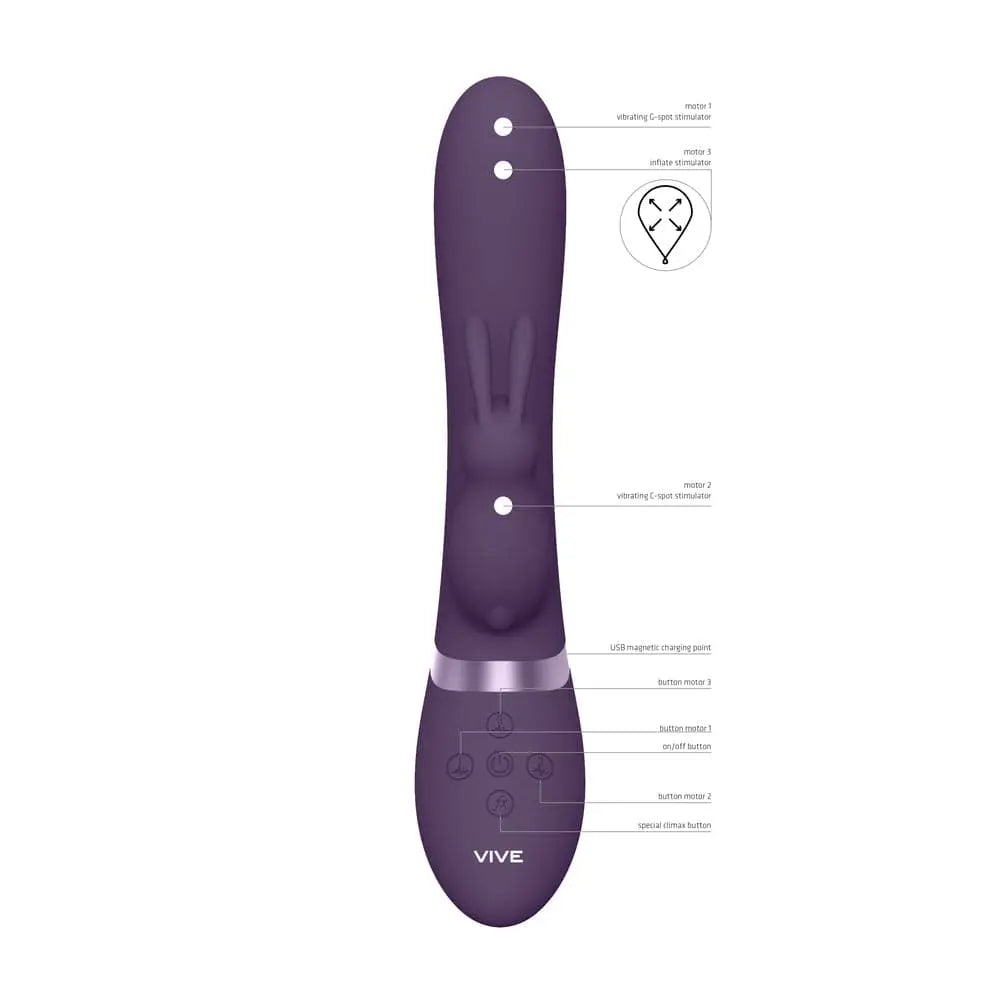 Vive Taka Triple Action Automatic Inflatable Vibrator Purple - Save 20% - Fast - United Kingdom Stoke-on-trent