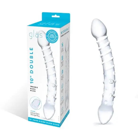 10 Inch Double Ended Ribbed Glass Dildo - Save 25% - Fast Shipping - United Kingdom Stoke-on-trent