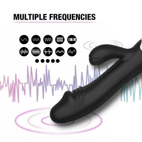 10 Mode Silicone Rabbit Vibrator Black - Save 25% - Sex Toys for Women