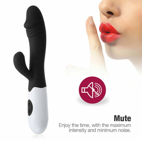 10 Mode Silicone Rabbit Vibrator Black - Save 25% - Sex Toys for Women