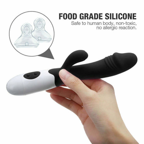 10 Mode Silicone Rabbit Vibrator Black - Save 25% - Sex Toys for Women