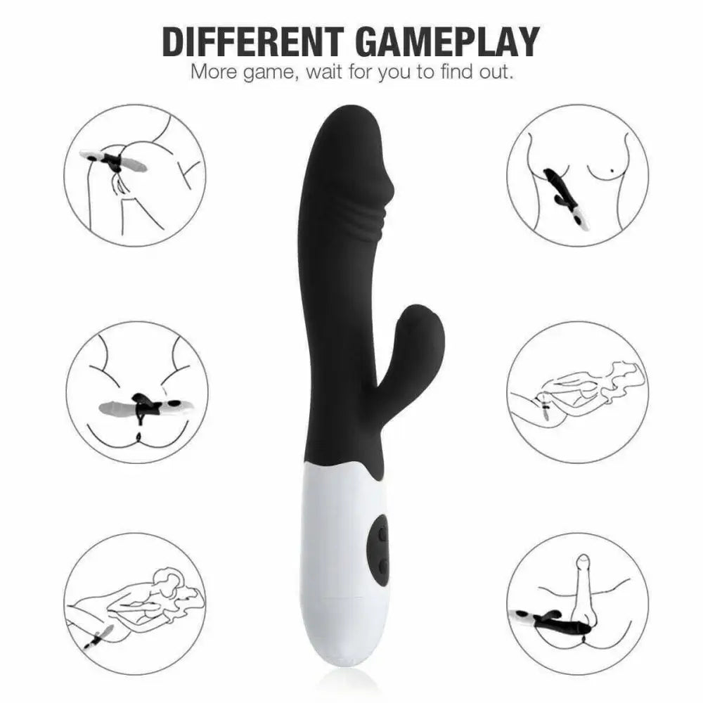 10 Mode Silicone Rabbit Vibrator Black - Save 25% - Fast Shipping - United Kingdom Stoke-on-trent